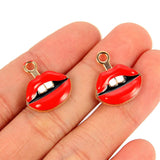 Red Rose Sexy Lips Enamel Charms Drop Oil Metal DIY Jewelry Earring Bracelet