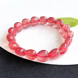 Red Strawberry Crystal Bracelet Heart Beads Hand Row For Women Gift