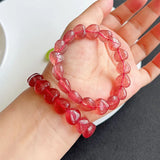 Red Strawberry Crystal Bracelet Heart Beads Hand Row For Women Gift