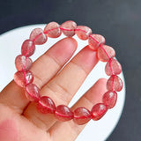 Red Strawberry Crystal Bracelet Heart Beads Hand Row For Women Gift
