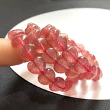 Red Strawberry Crystal Bracelet Heart Beads Hand Row For Women Gift