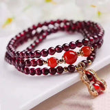Red Wine Garnet Bracelet with Peanut Pendant for Women