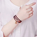 Red Wine Garnet Bracelet with Peanut Pendant for Women