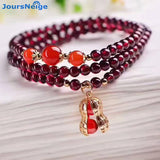 Red Wine Garnet Bracelet with Peanut Pendant for Women