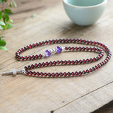 Red Wine Garnet Stone Bracelet with Cross Pendant for Women