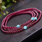 Red Wine Garnet Stone Bracelet with Tianhe Beads for Women