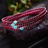 Red Wine Garnet Stone Bracelet with Tianhe Beads for Women