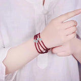 Red Wine Garnet Stone Bracelet with Tianhe Beads for Women