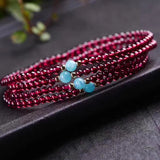 Red Wine Garnet Stone Bracelet with Tianhe Beads for Women