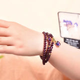 Red Wine Garnet Stone Bracelet with Fox Charm Pendant