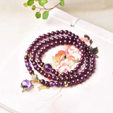 Red Wine Garnet Stone Bracelet with Fox Charm Pendant