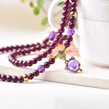 Red Wine Garnet Stone Bracelet with Fox Charm Pendant