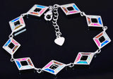 Blue & Pink Opal Bracelet Silver Plated Jewelry for Women