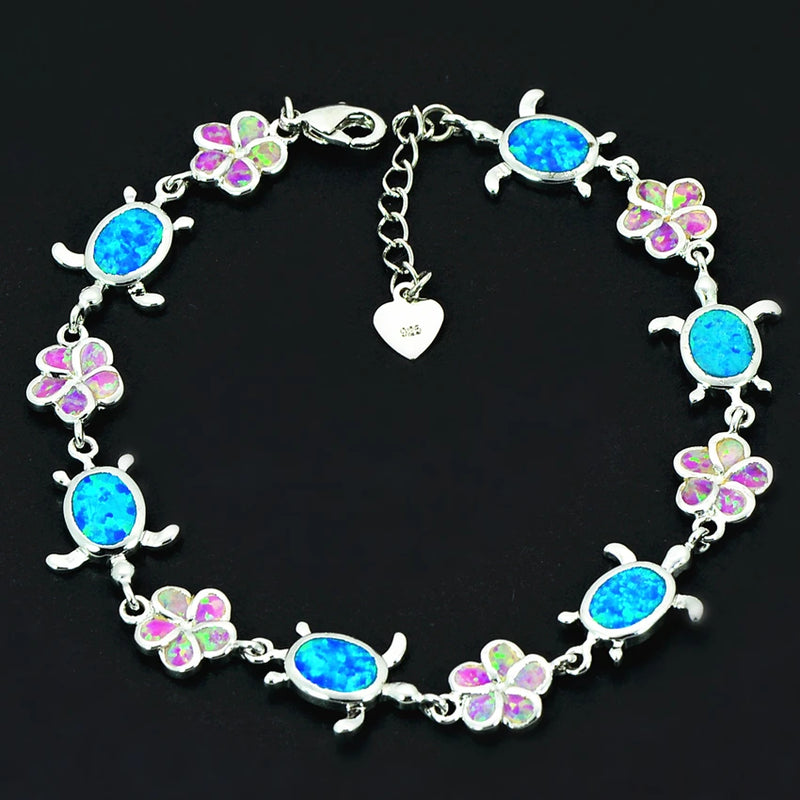 Multicolor Tortoise Fire Opal Bracelet Sliver Jewelry For Women