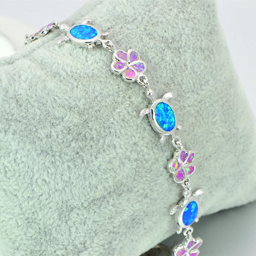Multicolor Tortoise Fire Opal Bracelet Sliver Jewelry For Women