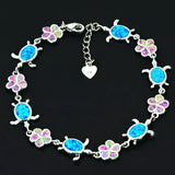 Multicolor Tortoise Fire Opal Bracelet Sliver Jewelry For Women