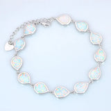 Fine Water Drop Fire Opal Flip Flops Bracelet Sliver Jewelry