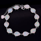 Fine Water Drop Fire Opal Flip Flops Bracelet Sliver Jewelry