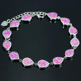 Fine Water Drop Fire Opal Flip Flops Bracelet Sliver Jewelry
