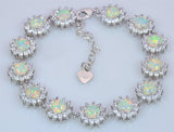 Zirconia Fire Opal Bracelet Sliver Jewelry for Women