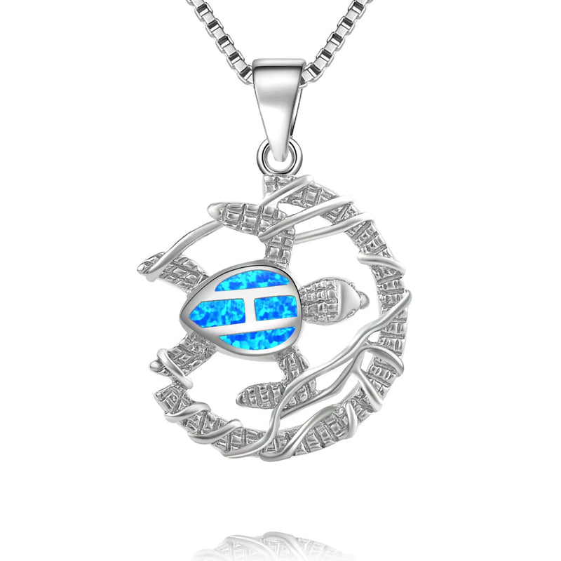 Fine Fire Opal Sea Turtle Pendant