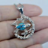 Fine Fire Opal Sea Turtle Pendant