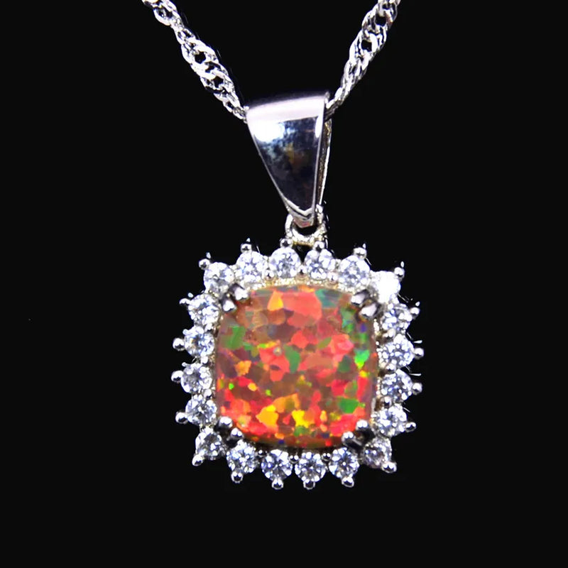 Fine Brown Fire Opal Stone Pendant for Women