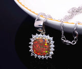 Fine Brown Fire Opal Stone Pendant for Women