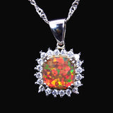 Fine Brown Fire Opal Stone Pendant for Women