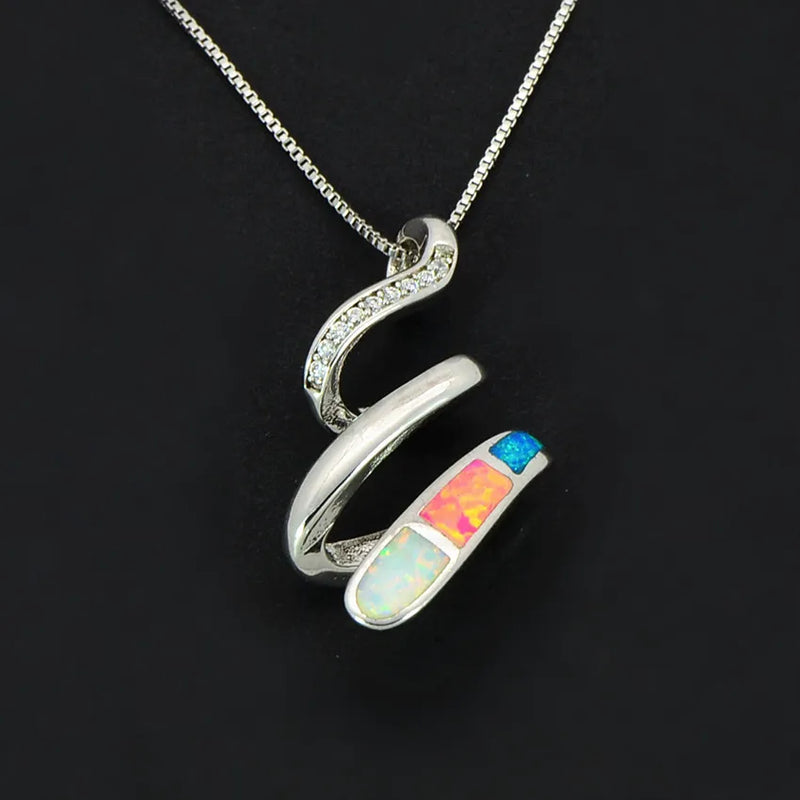 Fine Fire Opal Stone Sliver Pendants for Women