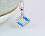 White&Blue Fire Opal Sterling Silver Pendant