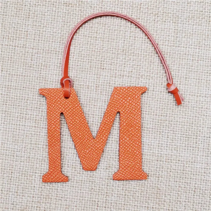 Leather Initial Letter Keychain Women Bag Charm