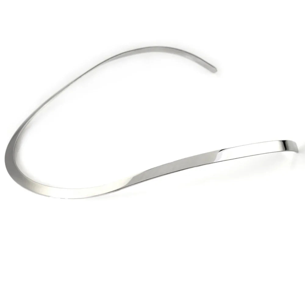 Noble Silver Stainless Steel Torques Necklace for Women