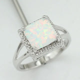 Silver Plated Pink Fire Opal Ring Size 6 7 8 9