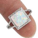 Silver Plated Pink Fire Opal Ring Size 6 7 8 9