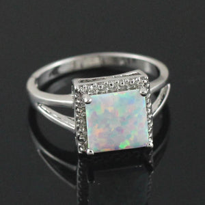 Silver Plated Pink Fire Opal Ring Size 6 7 8 9