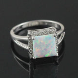 Silver Plated Pink Fire Opal Ring Size 6 7 8 9