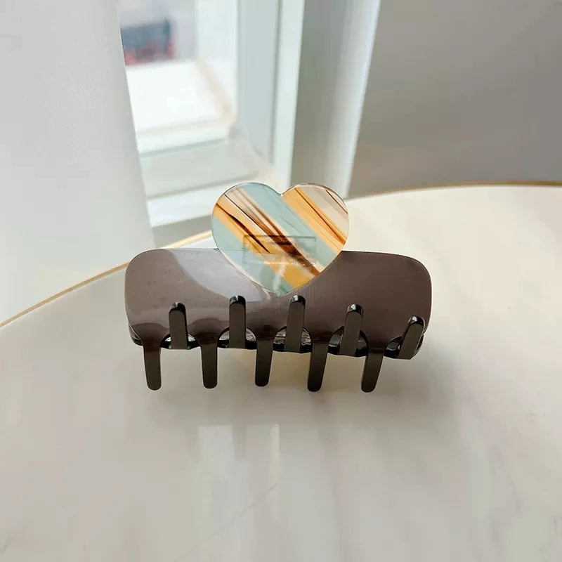 Heart-Shaped Stripes Hair Clip Claw Acetic Acid Shark Hair Claw Hair Accessories