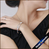 Retro Flower Rose Cuff Bangle Bracelet -Silver Plated