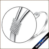Retro Flower Rose Cuff Bangle Bracelet -Silver Plated