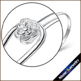 Retro Flower Rose Cuff Bangle Bracelet -Silver Plated