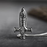 Nordic Viking Wolf Cross Pendant Necklace Stainless Steel