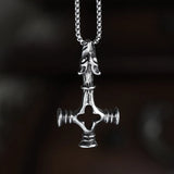Nordic Viking Wolf Cross Pendant Necklace Stainless Steel