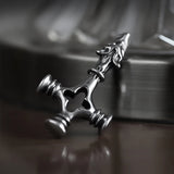 Nordic Viking Wolf Cross Pendant Necklace Stainless Steel