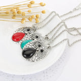 Retro Turquoise Owl Pendant Earring Bracelet Necklace Set