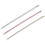 Rose Silver Heart CZ Tennis Chain Bracelet Bangle Gift