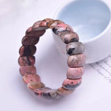 Rosestone Natural Crystal Hand Texture Stone Bracelet for Women