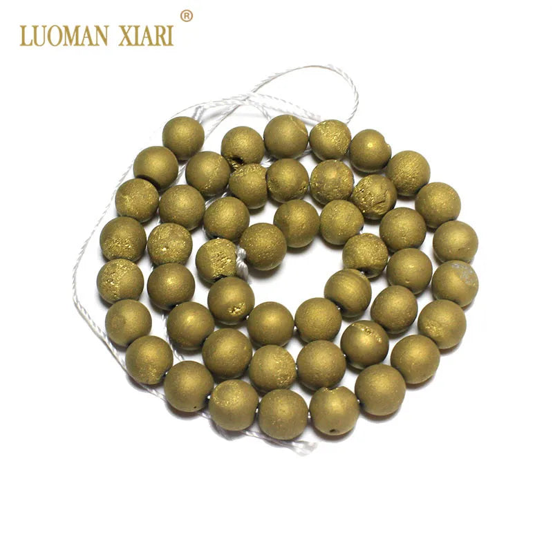 Natural Quartz Geode Agate Stone Beads 6/8/10/12mm Strand 15''
