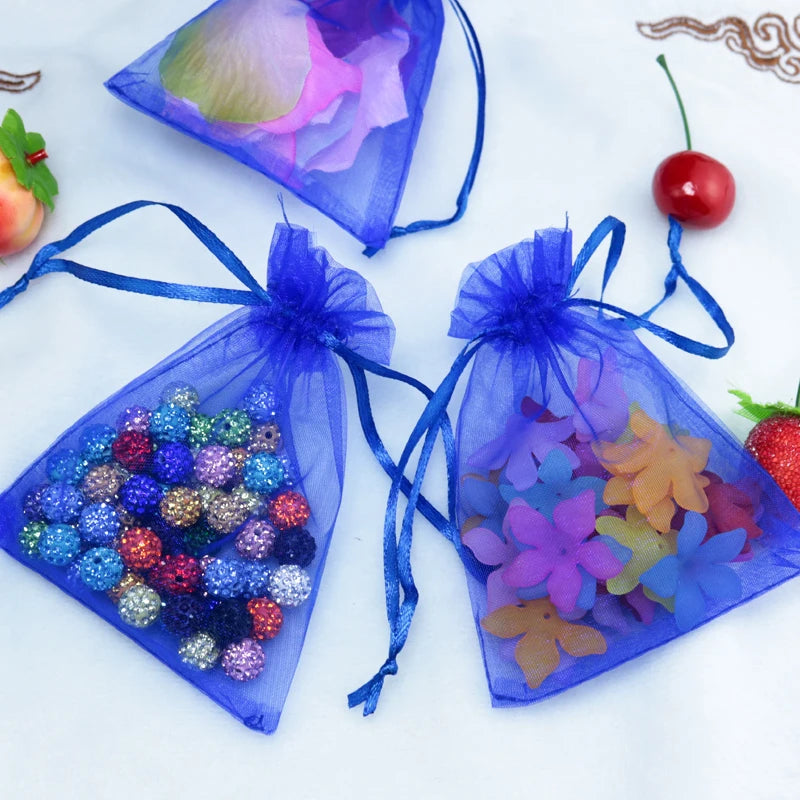 100pcs/lot Royal Jewelry Organza Gift Bags 5x7cm Wedding Pouches