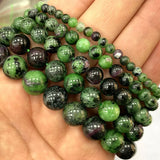 Ruby Epidote Round Gem Stone Beads for Jewelry Making 15''